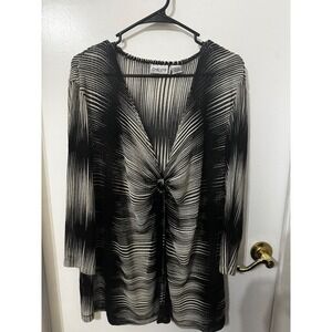 Chicos Black and Beige Knit Tunic Top with Center Twist Size 3 (Chico's Size)